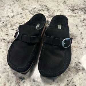 Birkenstock Buckley Shearling Suede Leather Black